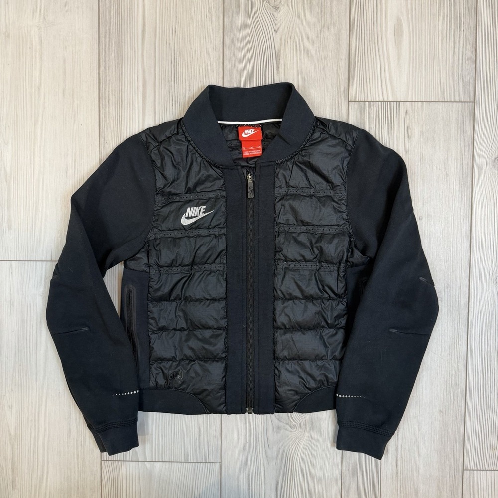 Nike Girls Tech‎ Fleece Aeroloft Bomber Jacket Black 717103-010 Medium